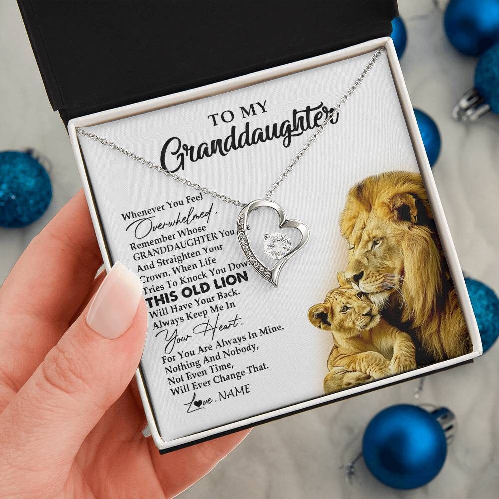 Personalized To My Granddaughter Necklace From Grandpa Whenever You Feel Overwhelmed Lion Granddaughter Birthday Christmas Customized Gift Box Message Card
