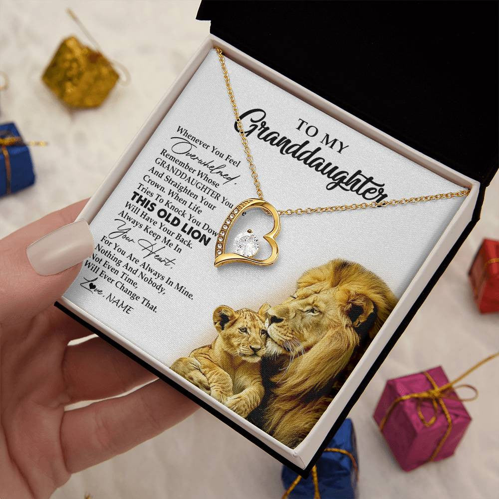 Personalized To My Granddaughter Necklace From Grandpa Whenever You Feel Overwhelmed Lion Granddaughter Birthday Christmas Customized Gift Box Message Card