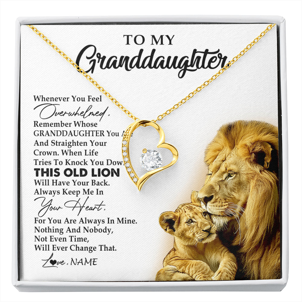 Personalized To My Granddaughter Necklace From Grandpa Whenever You Feel Overwhelmed Lion Granddaughter Birthday Christmas Customized Gift Box Message Card