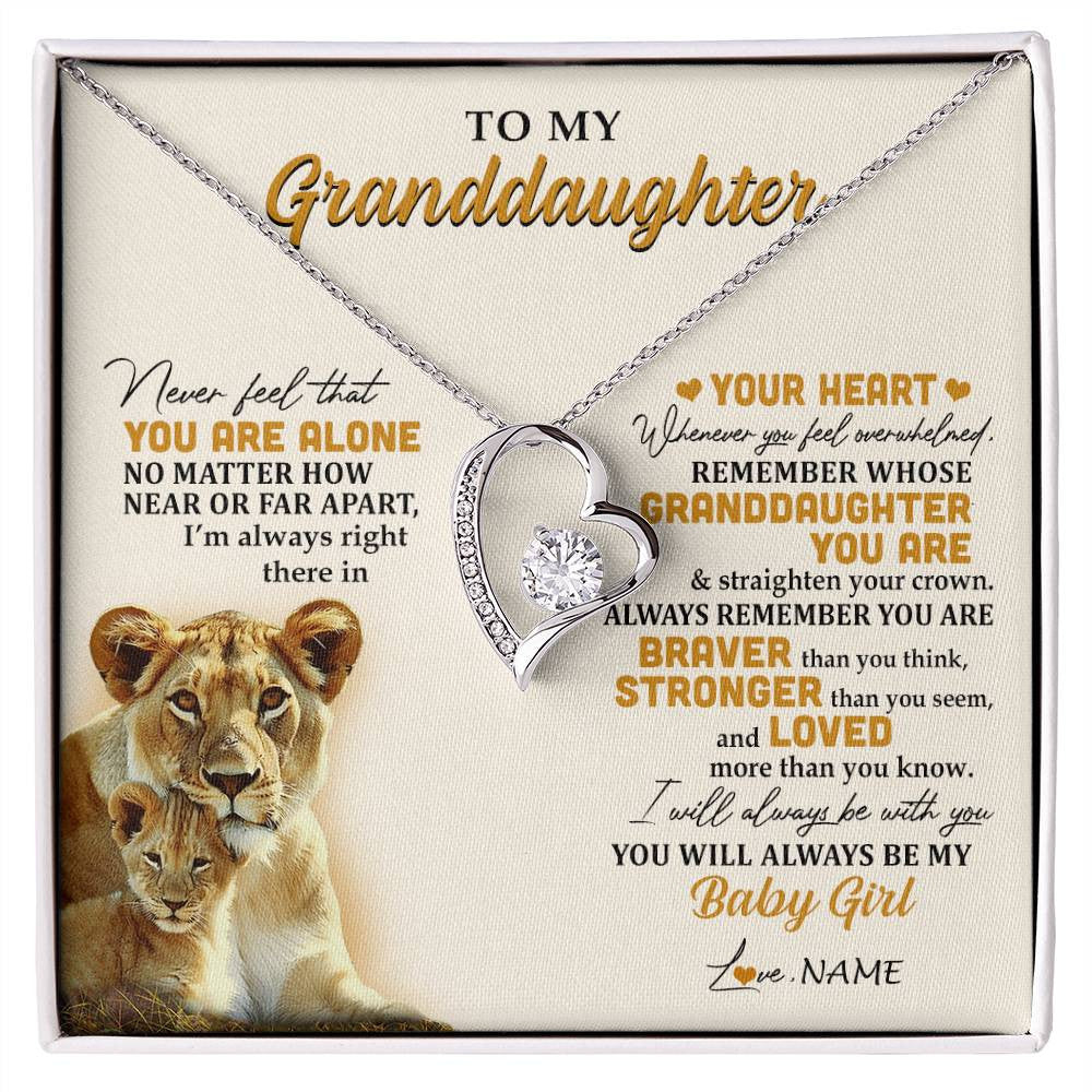Personalized To My Granddaughter Necklace From Nana Lion Never Feel That You Are Alone Great Granddaughter Birthday Christmas Customized Gift Box Message Card