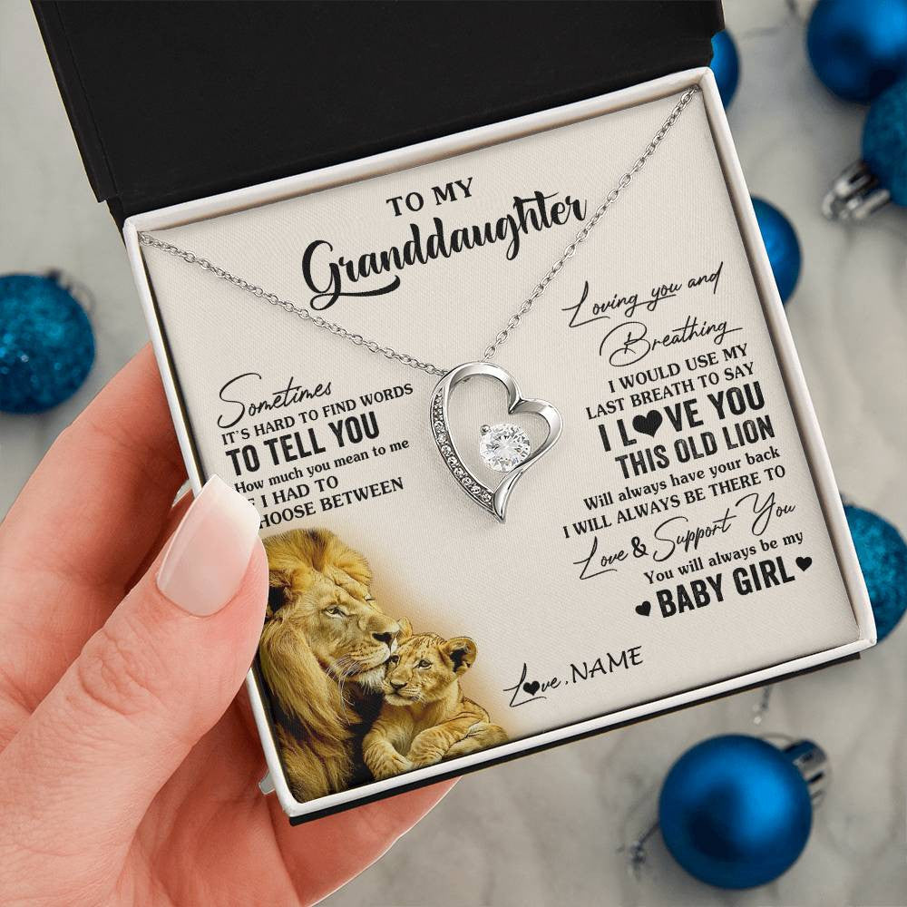 Personalized To My Granddaughter Necklace From Papa Grandpa I Love You This Old Lion Granddaughter Birthday Christmas Customized Gift Box Message Card