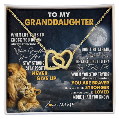Personalized To My Granddaughter Necklace From Papa Grandpa Lion Never Give Up Granddaughter Birthday Graduation Christmas Customized Gift Box Message Card