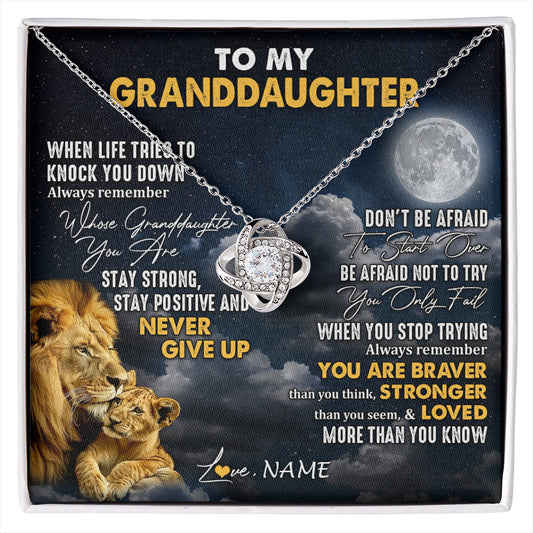 Personalized To My Granddaughter Necklace From Papa Grandpa Lion Never Give Up Granddaughter Birthday Graduation Christmas Customized Gift Box Message Card