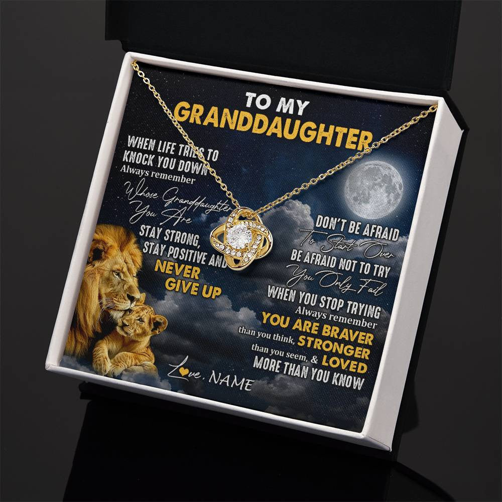 Personalized To My Granddaughter Necklace From Papa Grandpa Lion Never Give Up Granddaughter Birthday Graduation Christmas Customized Gift Box Message Card