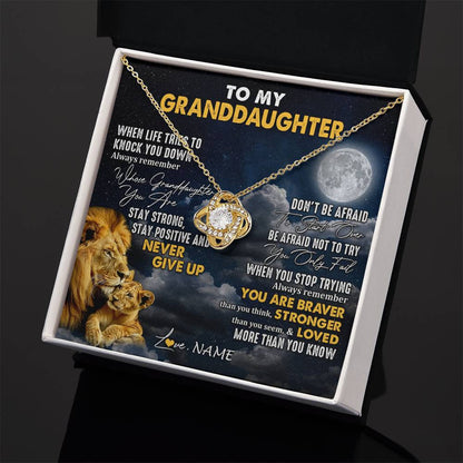 Personalized To My Granddaughter Necklace From Papa Grandpa Lion Never Give Up Granddaughter Birthday Graduation Christmas Customized Gift Box Message Card