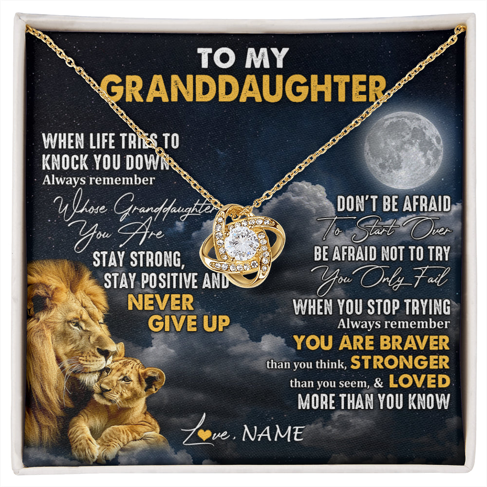 Personalized To My Granddaughter Necklace From Papa Grandpa Lion Never Give Up Granddaughter Birthday Graduation Christmas Customized Gift Box Message Card