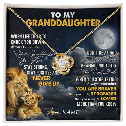 Personalized To My Granddaughter Necklace From Papa Grandpa Lion Never Give Up Granddaughter Birthday Graduation Christmas Customized Gift Box Message Card