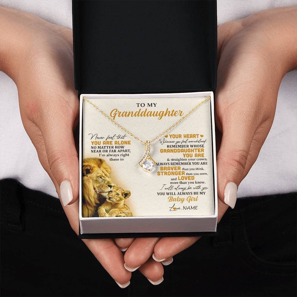 Personalized To My Granddaughter Necklace From Papa Lion Never Feel That You Are Alone Great Granddaughter Birthday Christmas Customized Gift Box Message Card