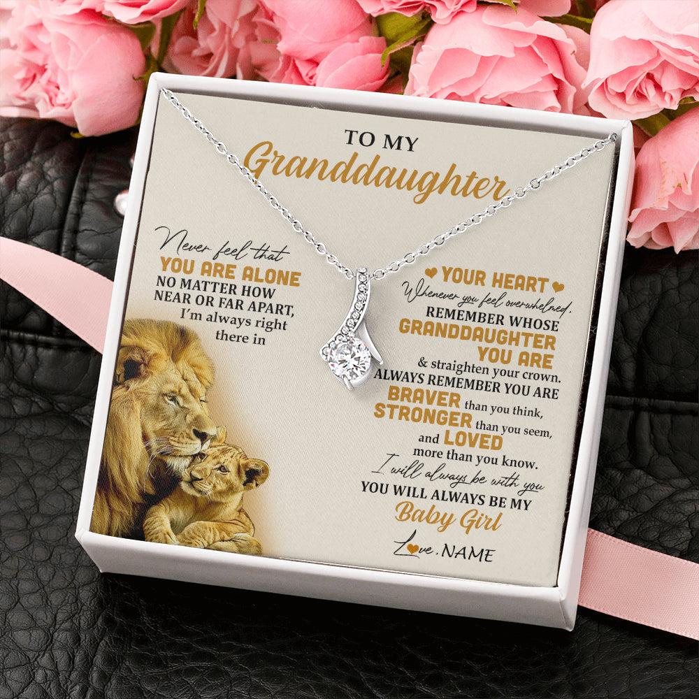 Personalized To My Granddaughter Necklace From Papa Lion Never Feel That You Are Alone Great Granddaughter Birthday Christmas Customized Gift Box Message Card