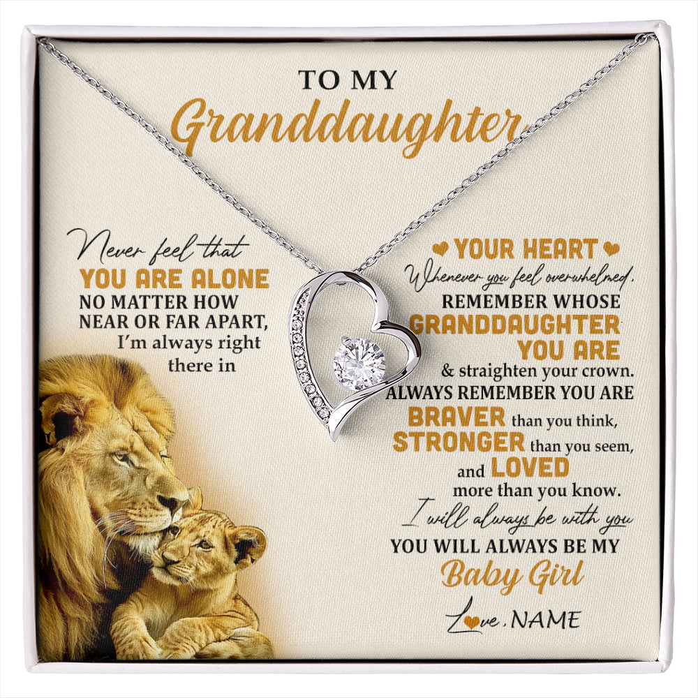 Personalized To My Granddaughter Necklace From Papa Lion Never Feel That You Are Alone Great Granddaughter Birthday Christmas Customized Gift Box Message Card