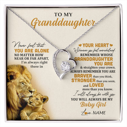 Personalized To My Granddaughter Necklace From Papa Lion Never Feel That You Are Alone Great Granddaughter Birthday Christmas Customized Gift Box Message Card