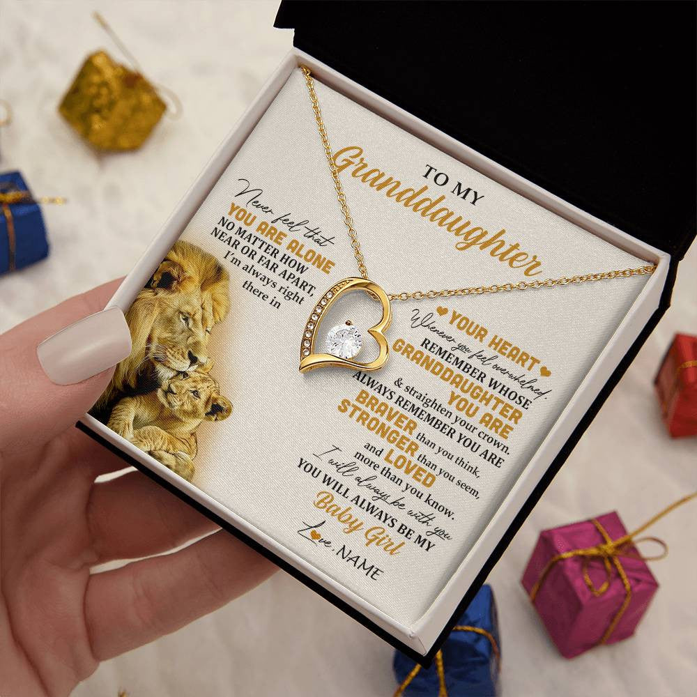 Personalized To My Granddaughter Necklace From Papa Lion Never Feel That You Are Alone Great Granddaughter Birthday Christmas Customized Gift Box Message Card