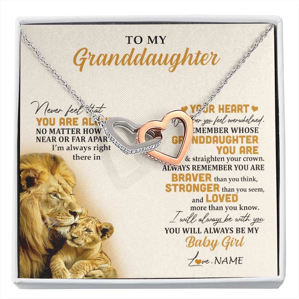 Personalized To My Granddaughter Necklace From Papa Lion Never Feel That You Are Alone Great Granddaughter Birthday Christmas Customized Gift Box Message Card