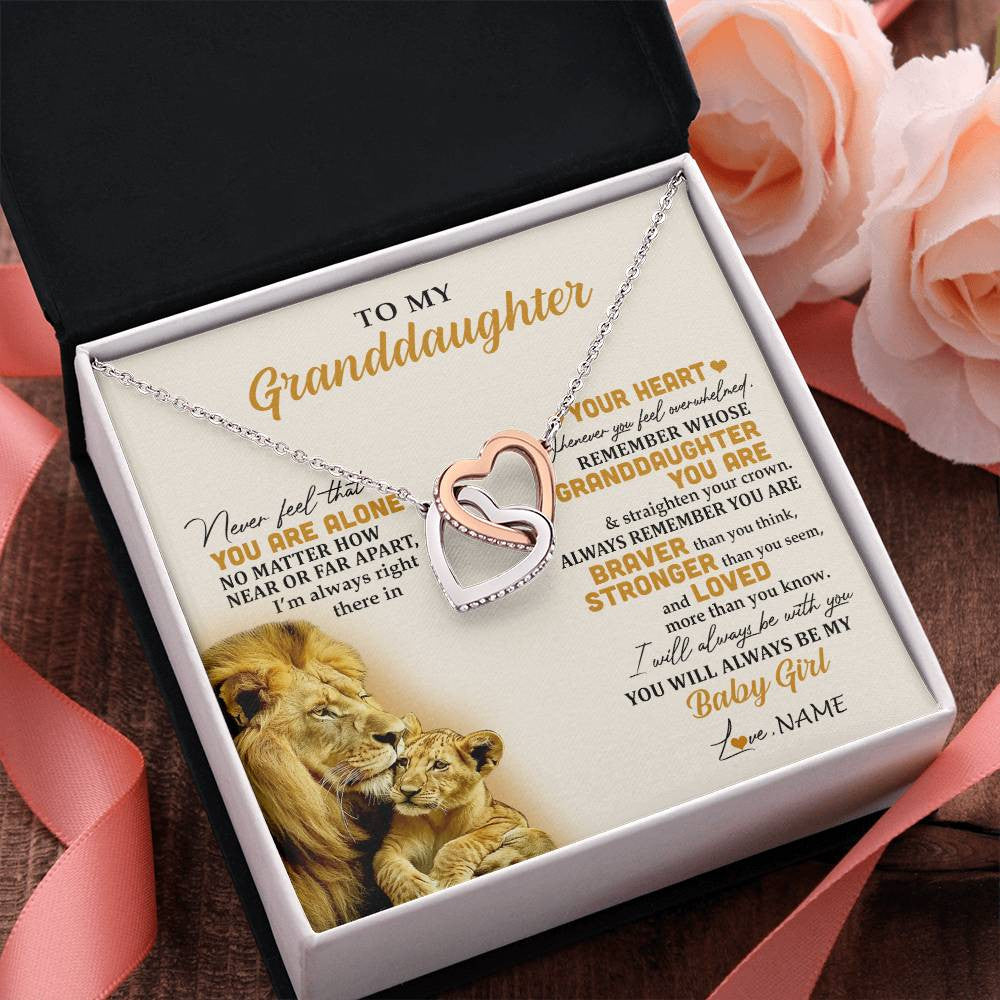 Personalized To My Granddaughter Necklace From Papa Lion Never Feel That You Are Alone Great Granddaughter Birthday Christmas Customized Gift Box Message Card