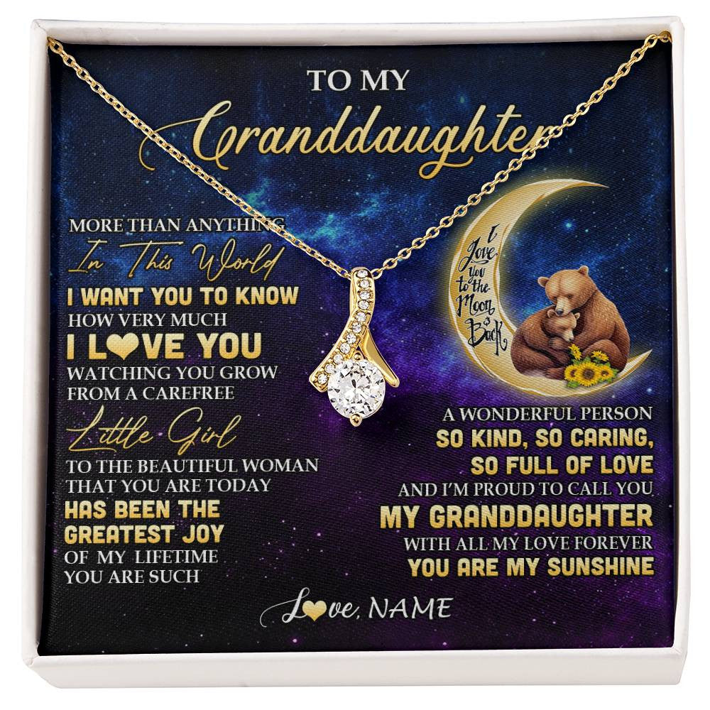 Personalized To My Granddaughter Necklace Positive Energy Encourage Brave Little Bear Granddaughter Birthday Gifts Christmas Customized Gift Box Message Card