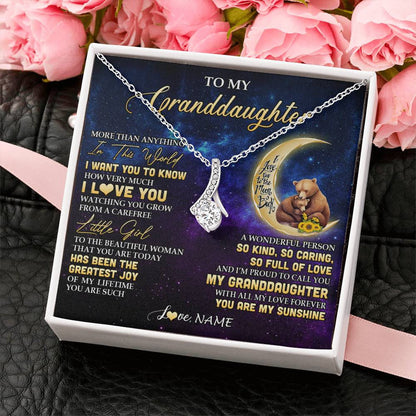 Personalized To My Granddaughter Necklace Positive Energy Encourage Brave Little Bear Granddaughter Birthday Gifts Christmas Customized Gift Box Message Card