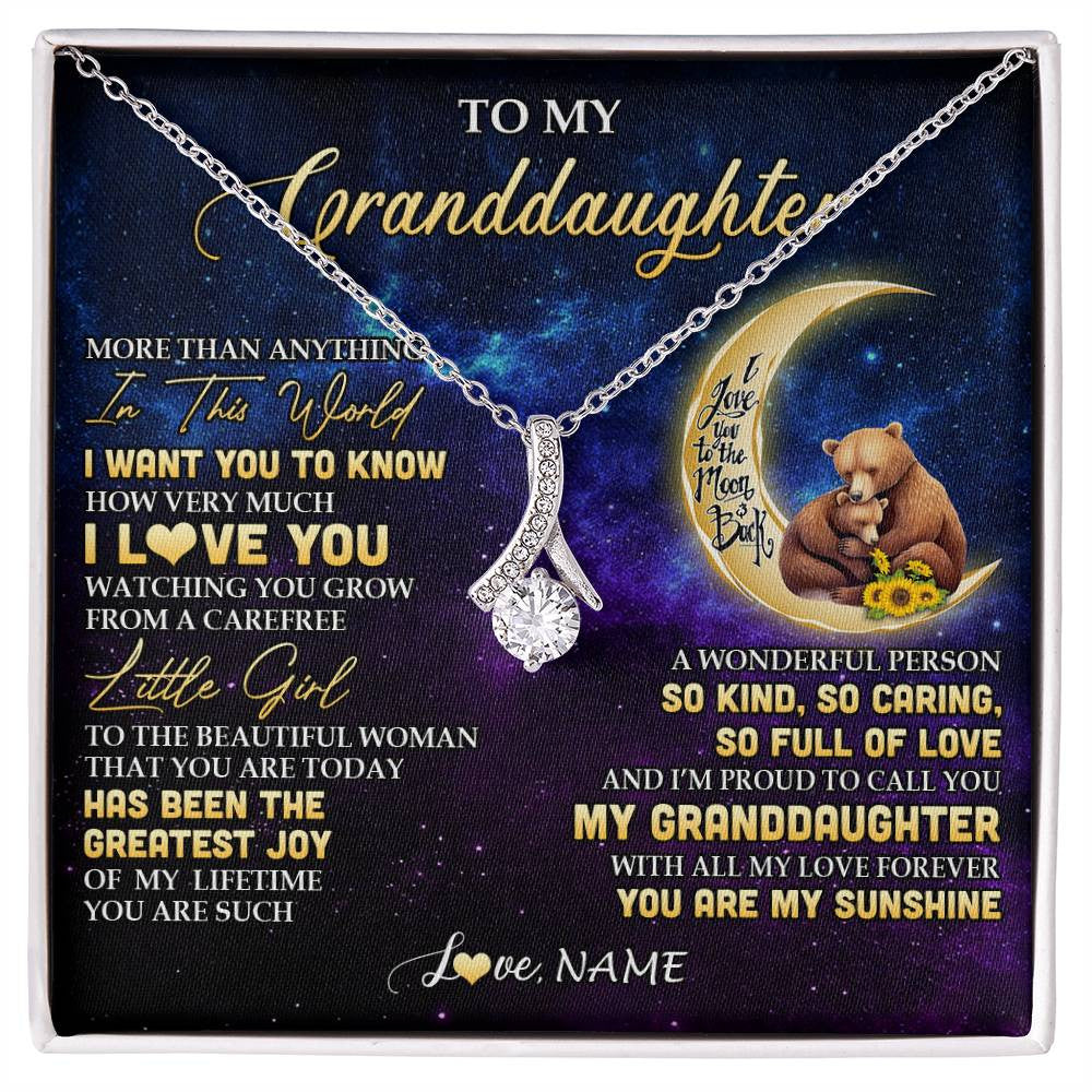 Personalized To My Granddaughter Necklace Positive Energy Encourage Brave Little Bear Granddaughter Birthday Gifts Christmas Customized Gift Box Message Card