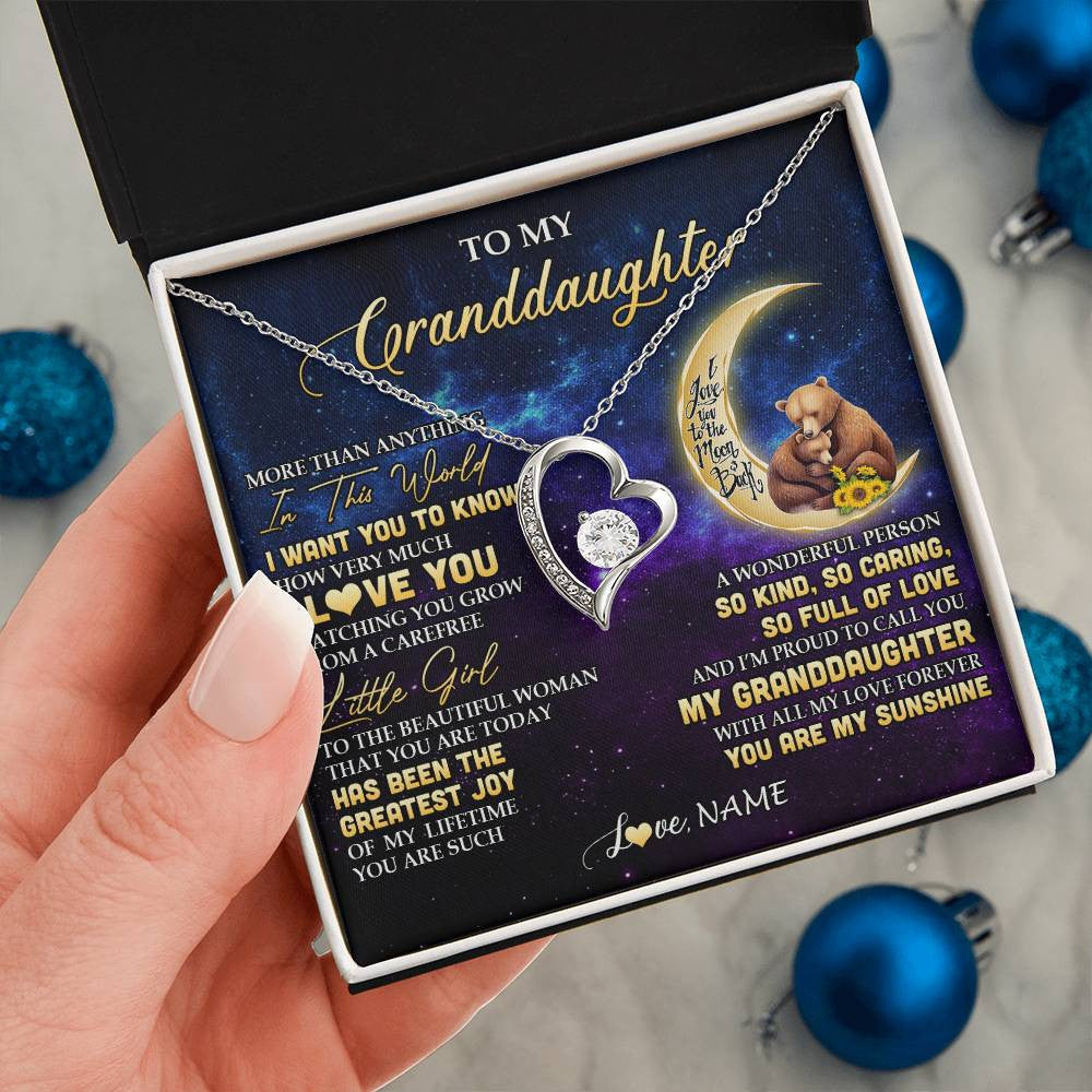 Personalized To My Granddaughter Necklace Positive Energy Encourage Brave Little Bear Granddaughter Birthday Gifts Christmas Customized Gift Box Message Card
