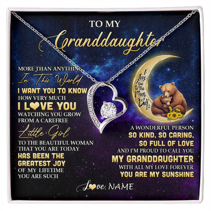 Personalized To My Granddaughter Necklace Positive Energy Encourage Brave Little Bear Granddaughter Birthday Gifts Christmas Customized Gift Box Message Card