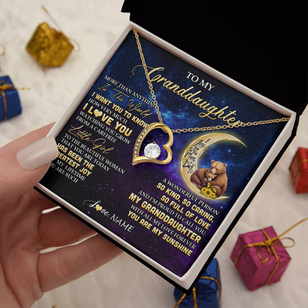 Personalized To My Granddaughter Necklace Positive Energy Encourage Brave Little Bear Granddaughter Birthday Gifts Christmas Customized Gift Box Message Card