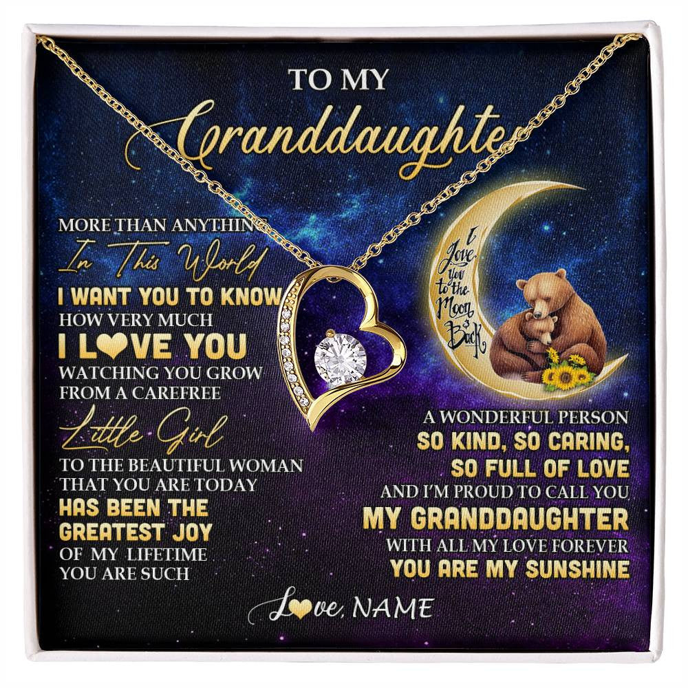 Personalized To My Granddaughter Necklace Positive Energy Encourage Brave Little Bear Granddaughter Birthday Gifts Christmas Customized Gift Box Message Card