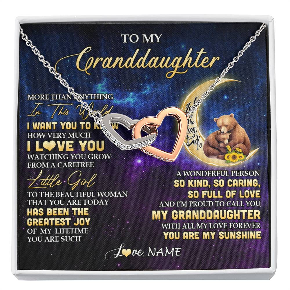 Personalized To My Granddaughter Necklace Positive Energy Encourage Brave Little Bear Granddaughter Birthday Gifts Christmas Customized Gift Box Message Card