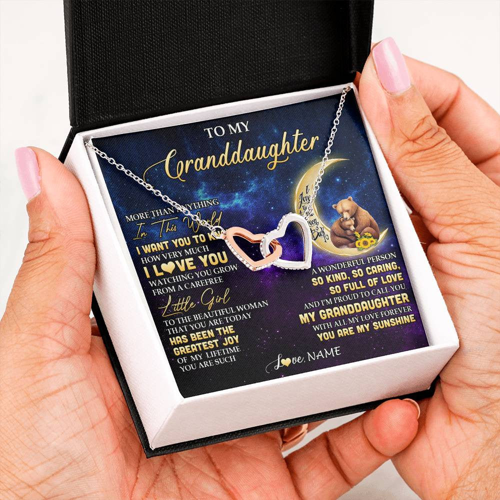 Personalized To My Granddaughter Necklace Positive Energy Encourage Brave Little Bear Granddaughter Birthday Gifts Christmas Customized Gift Box Message Card
