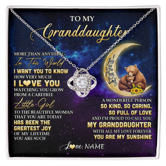 Personalized To My Granddaughter Necklace Positive Energy Encourage Brave Little Bear Granddaughter Birthday Gifts Christmas Customized Gift Box Message Card