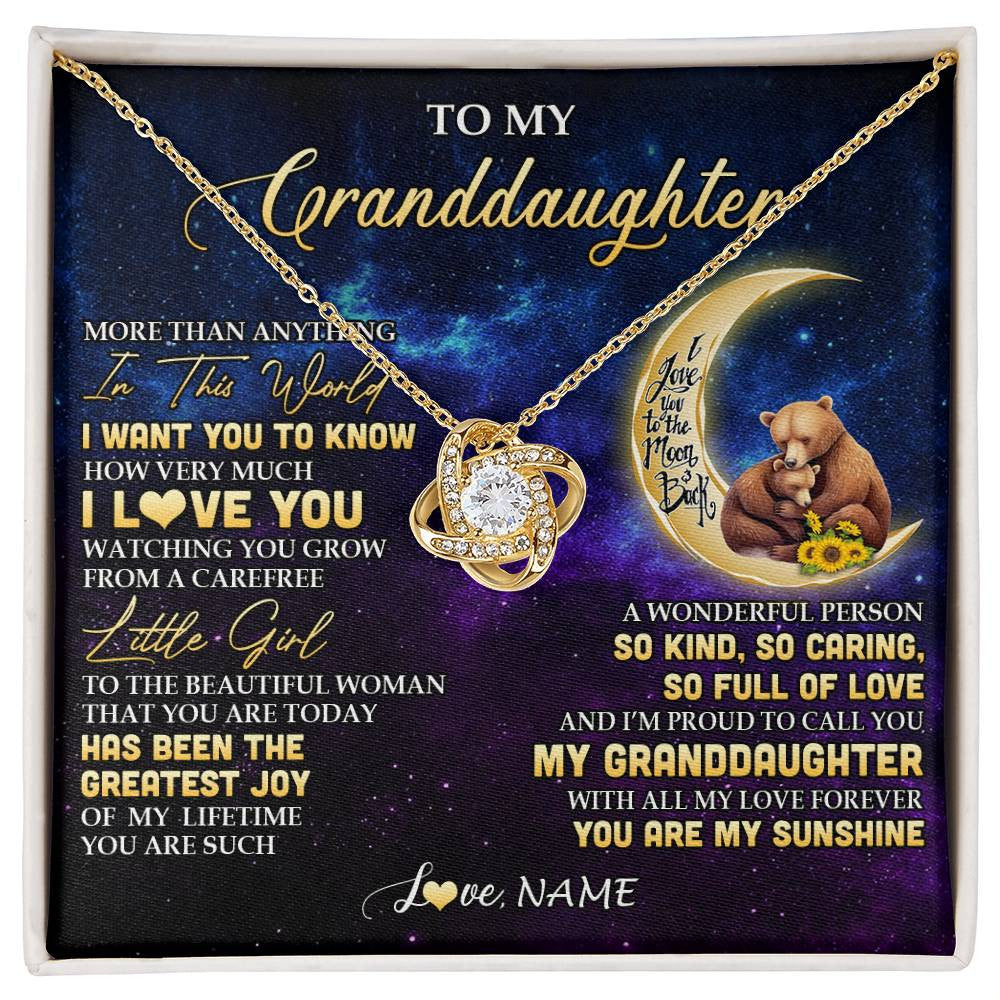Personalized To My Granddaughter Necklace Positive Energy Encourage Brave Little Bear Granddaughter Birthday Gifts Christmas Customized Gift Box Message Card