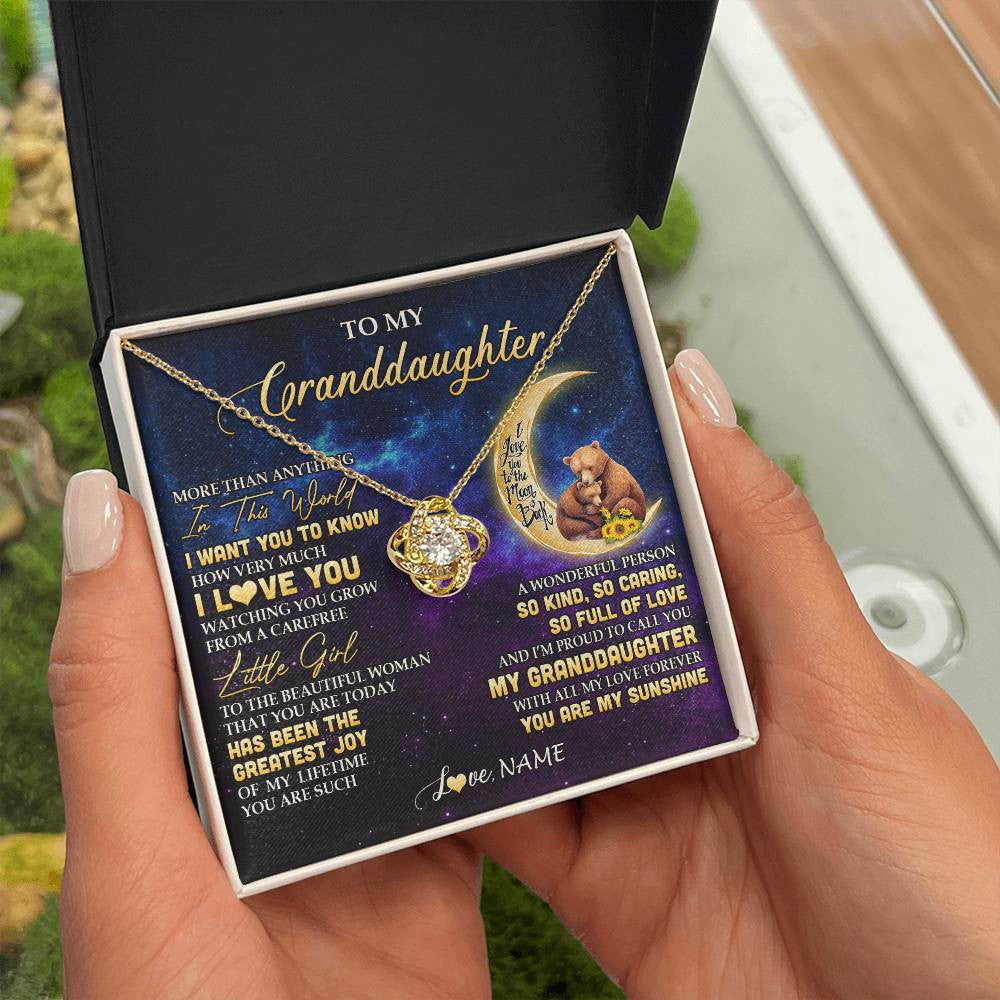Personalized To My Granddaughter Necklace Positive Energy Encourage Brave Little Bear Granddaughter Birthday Gifts Christmas Customized Gift Box Message Card