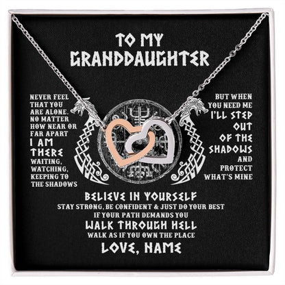 Personalized To My Granddaughter Necklace Viking Never Feel You Are Alone Odin Scandinavian Norse Runes Birthday Christmas Customized Gift Box Message Card