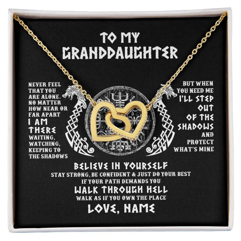 Personalized To My Granddaughter Necklace Viking Never Feel You Are Alone Odin Scandinavian Norse Runes Birthday Christmas Customized Gift Box Message Card