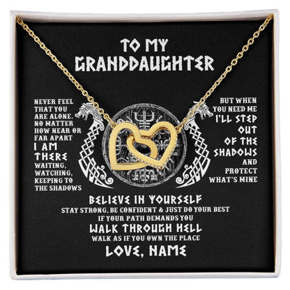 Personalized To My Granddaughter Necklace Viking Never Feel You Are Alone Odin Scandinavian Norse Runes Birthday Christmas Customized Gift Box Message Card