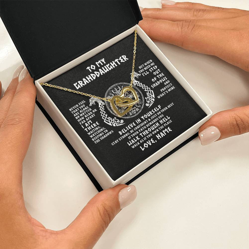 Personalized To My Granddaughter Necklace Viking Never Feel You Are Alone Odin Scandinavian Norse Runes Birthday Christmas Customized Gift Box Message Card