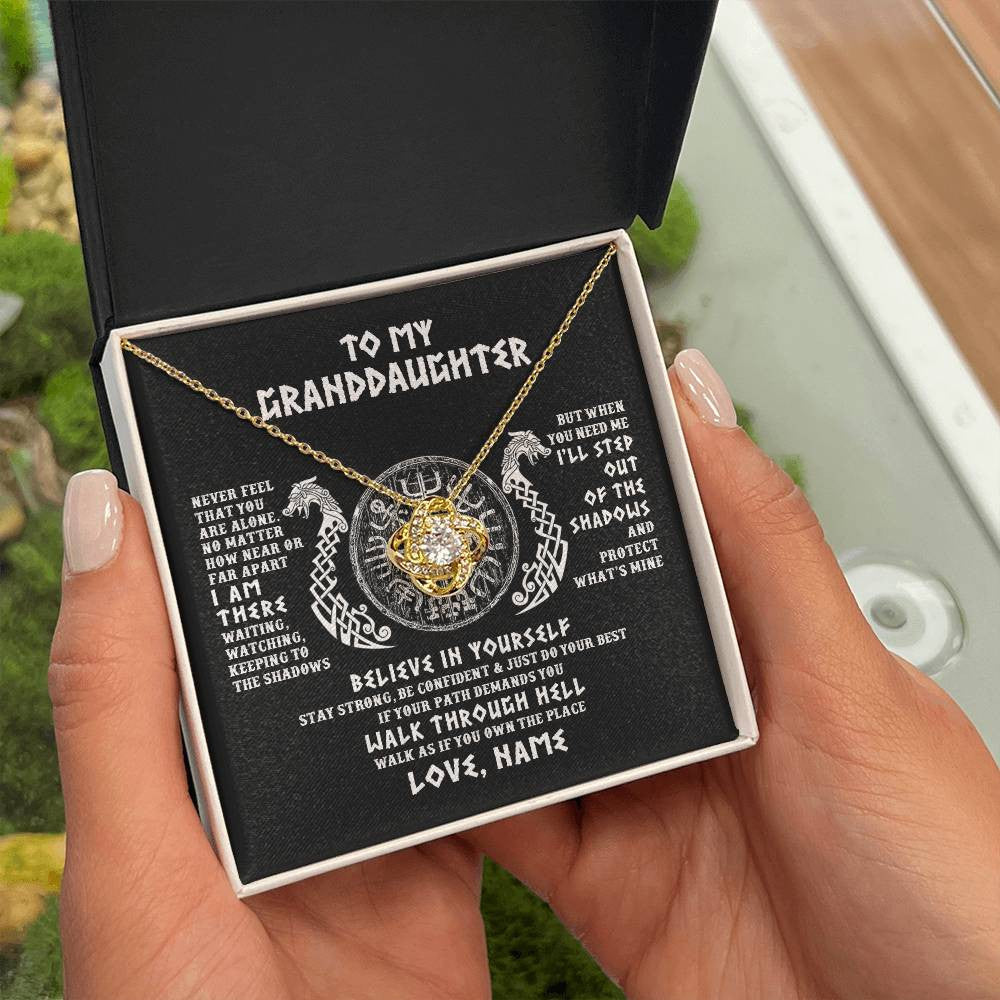 Personalized To My Granddaughter Necklace Viking Never Feel You Are Alone Odin Scandinavian Norse Runes Birthday Christmas Customized Gift Box Message Card