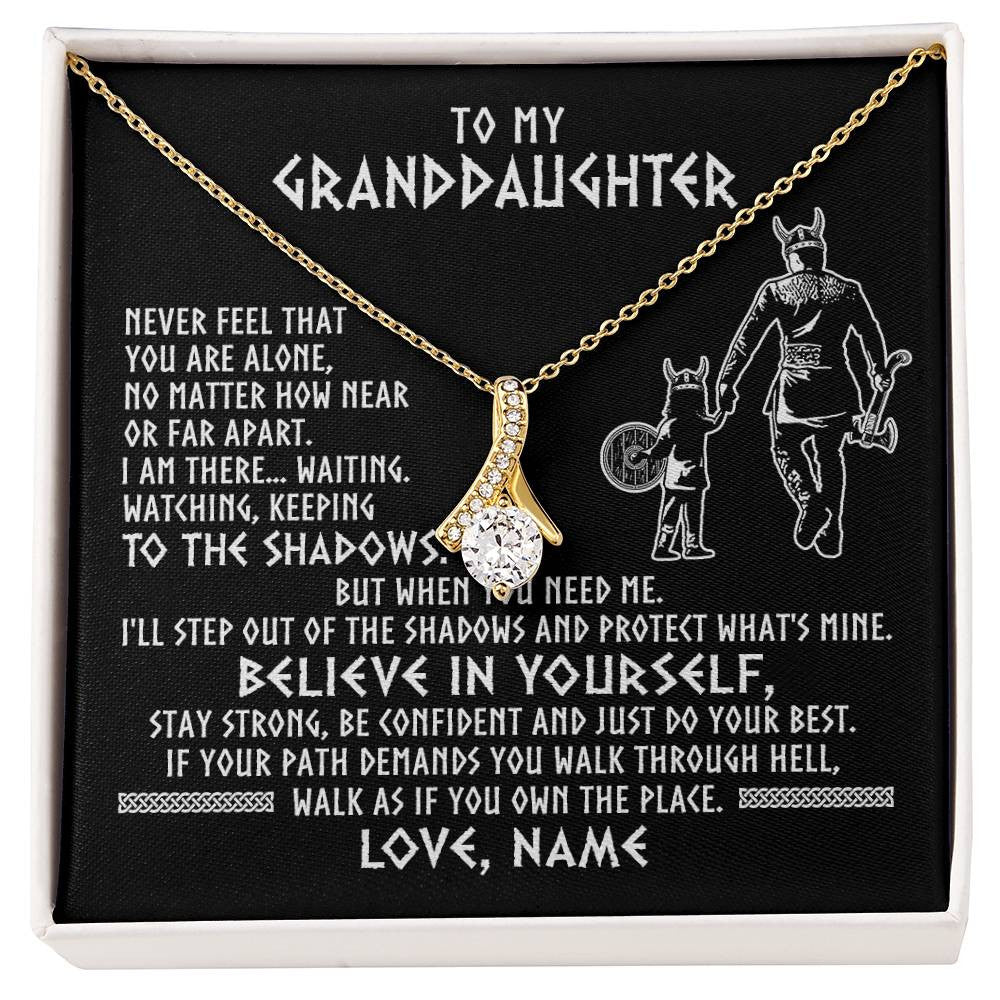 Personalized To My Granddaughter Necklace Viking Never Feel You Are Alone Scandinavian Runes Viking Birthday Christmas Customized Gift Box Message Card