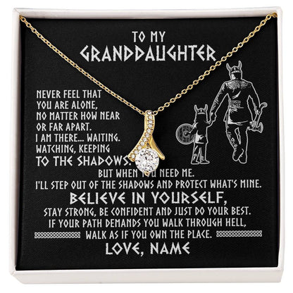 Personalized To My Granddaughter Necklace Viking Never Feel You Are Alone Scandinavian Runes Viking Birthday Christmas Customized Gift Box Message Card