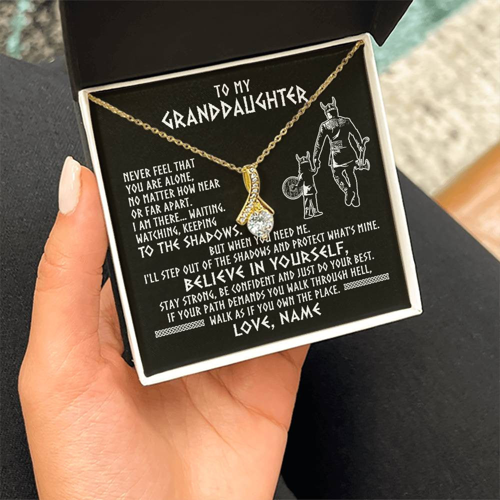 Personalized To My Granddaughter Necklace Viking Never Feel You Are Alone Scandinavian Runes Viking Birthday Christmas Customized Gift Box Message Card