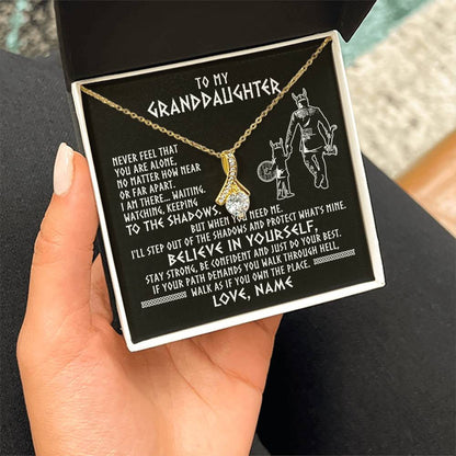 Personalized To My Granddaughter Necklace Viking Never Feel You Are Alone Scandinavian Runes Viking Birthday Christmas Customized Gift Box Message Card