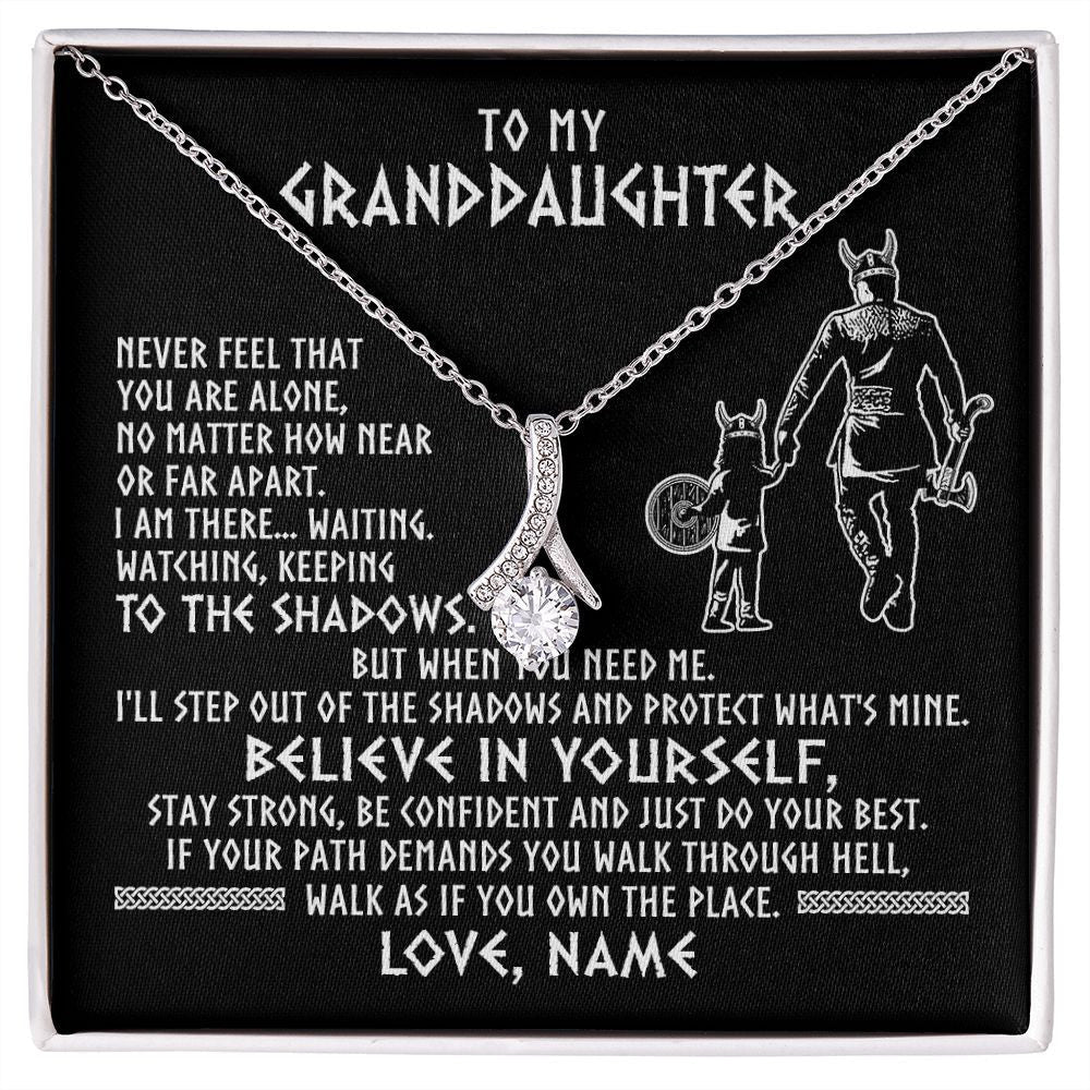 Personalized To My Granddaughter Necklace Viking Never Feel You Are Alone Scandinavian Runes Viking Birthday Christmas Customized Gift Box Message Card