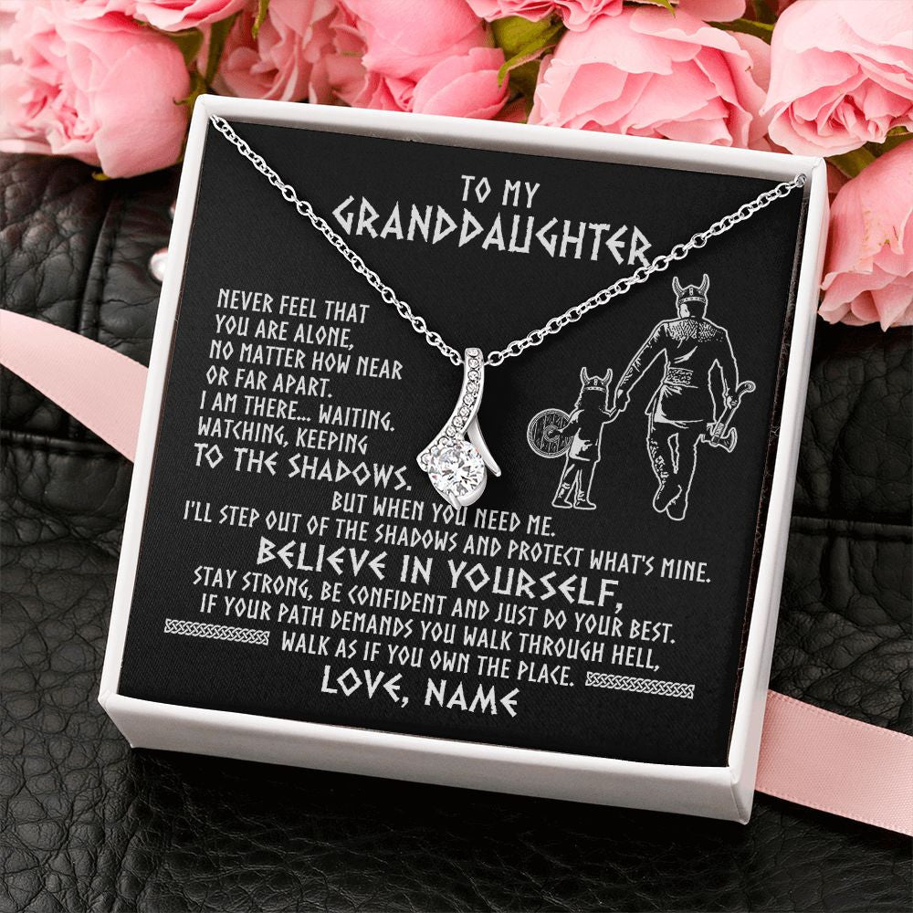 Personalized To My Granddaughter Necklace Viking Never Feel You Are Alone Scandinavian Runes Viking Birthday Christmas Customized Gift Box Message Card