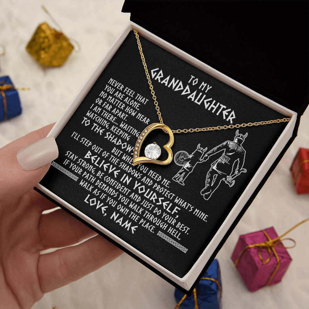 Personalized To My Granddaughter Necklace Viking Never Feel You Are Alone Scandinavian Runes Viking Birthday Christmas Customized Gift Box Message Card