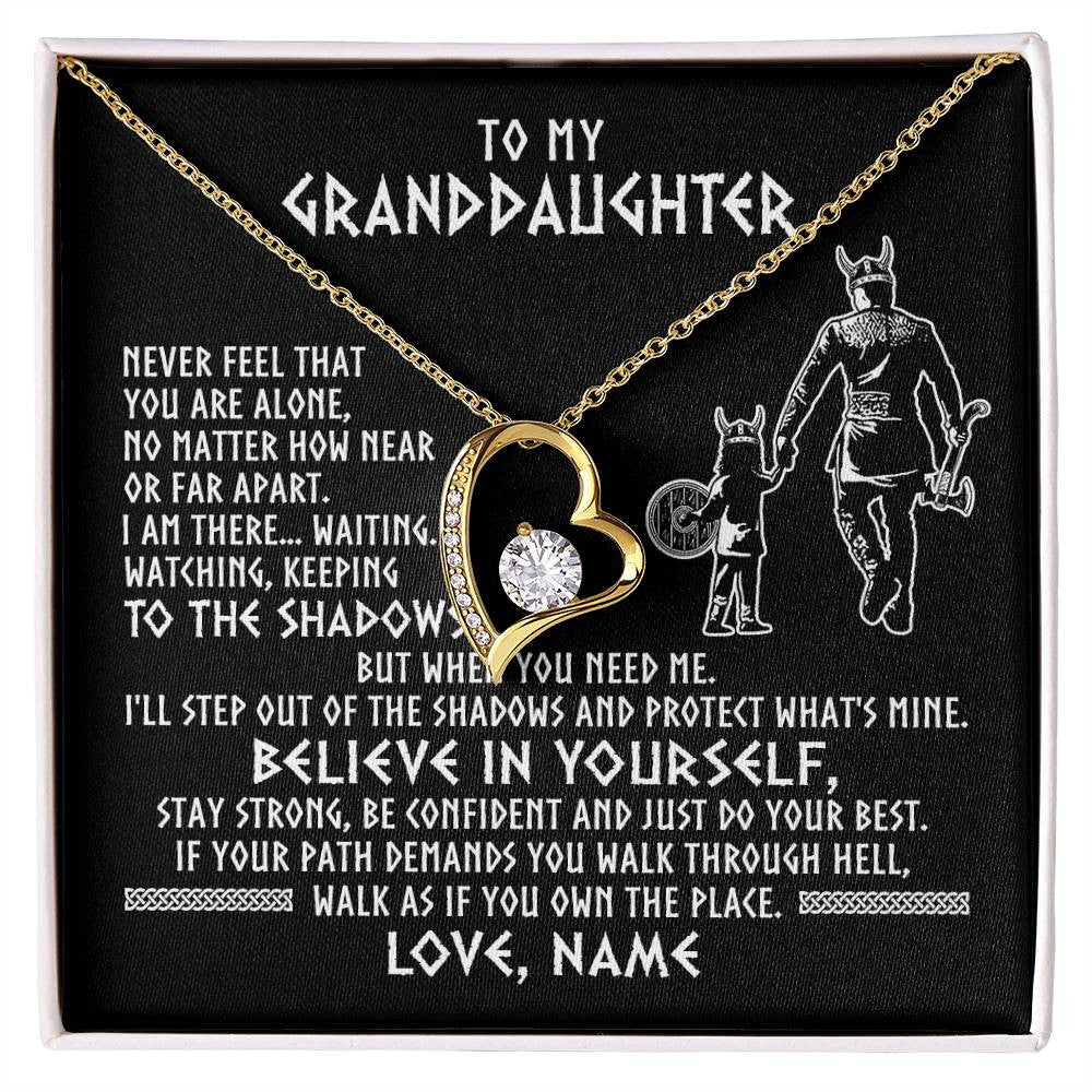 Personalized To My Granddaughter Necklace Viking Never Feel You Are Alone Scandinavian Runes Viking Birthday Christmas Customized Gift Box Message Card