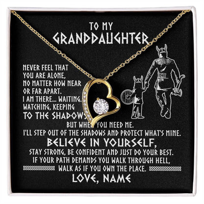 Personalized To My Granddaughter Necklace Viking Never Feel You Are Alone Scandinavian Runes Viking Birthday Christmas Customized Gift Box Message Card