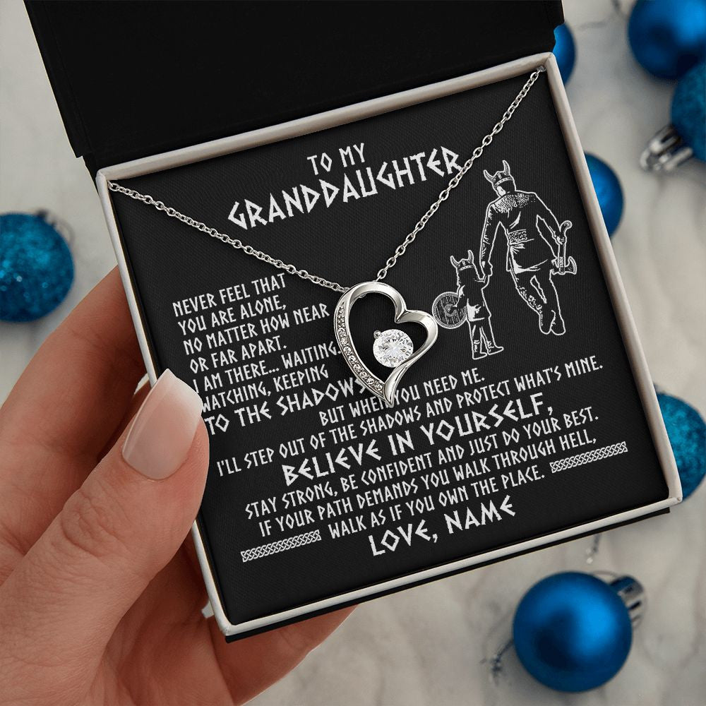 Personalized To My Granddaughter Necklace Viking Never Feel You Are Alone Scandinavian Runes Viking Birthday Christmas Customized Gift Box Message Card