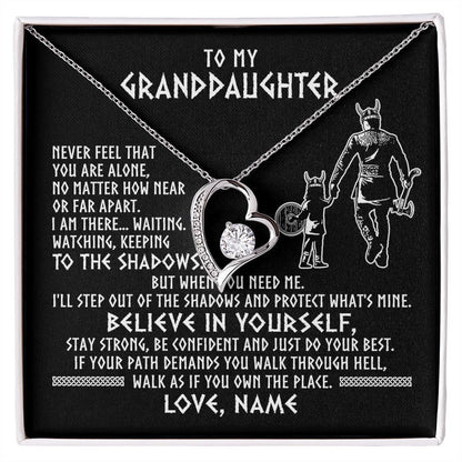 Personalized To My Granddaughter Necklace Viking Never Feel You Are Alone Scandinavian Runes Viking Birthday Christmas Customized Gift Box Message Card