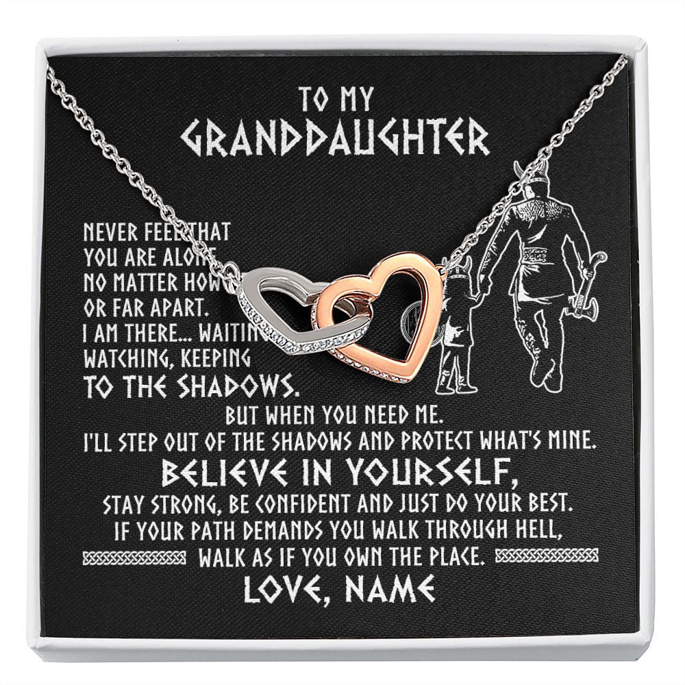 Personalized To My Granddaughter Necklace Viking Never Feel You Are Alone Scandinavian Runes Viking Birthday Christmas Customized Gift Box Message Card