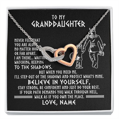 Personalized To My Granddaughter Necklace Viking Never Feel You Are Alone Scandinavian Runes Viking Birthday Christmas Customized Gift Box Message Card