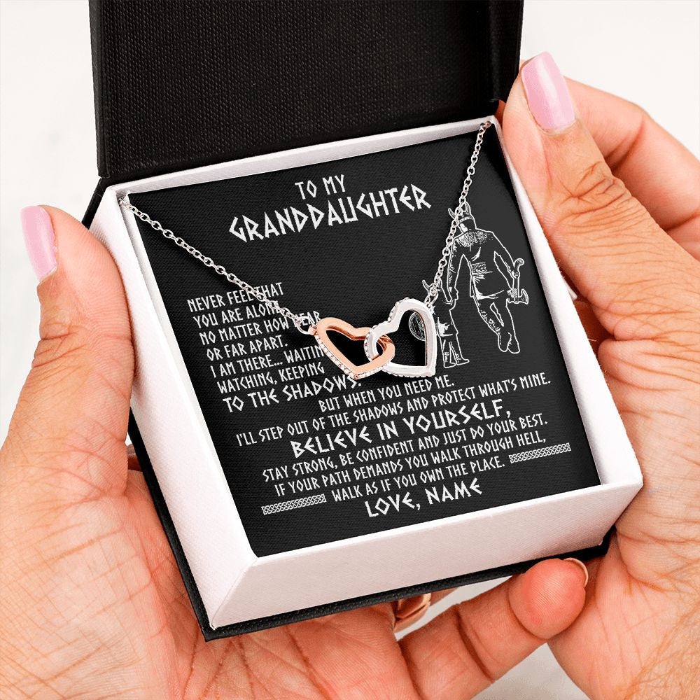 Personalized To My Granddaughter Necklace Viking Never Feel You Are Alone Scandinavian Runes Viking Birthday Christmas Customized Gift Box Message Card