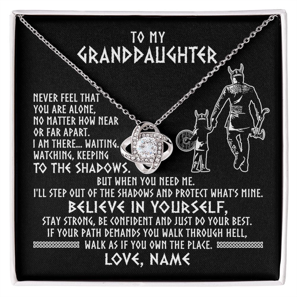 Personalized To My Granddaughter Necklace Viking Never Feel You Are Alone Scandinavian Runes Viking Birthday Christmas Customized Gift Box Message Card